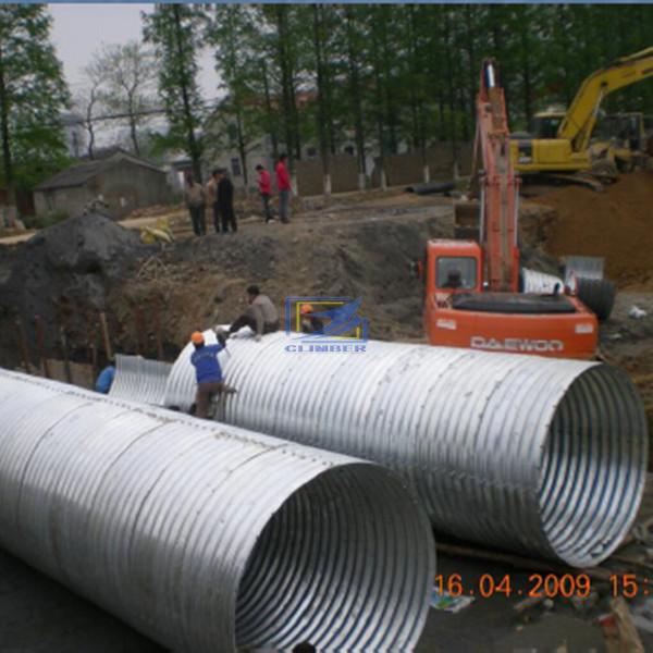 Hot galvanized corrugated steel pipe bolted by semi round parts